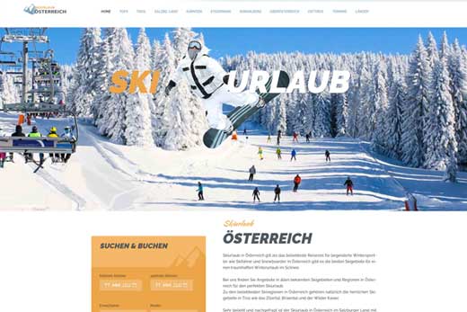 Skiurlaub Webseite